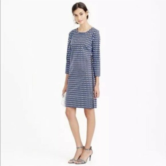 J. Crew Jet Set Geo Shift Career 3/4 Sleeve‎ Casual Geometric Zip Midi Dress 2 - Picture 3 of 16